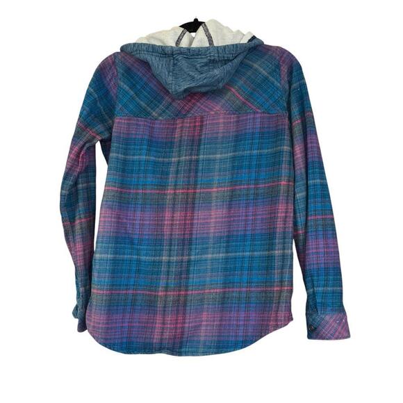 Columbia Hooded Plaid Button Down Shacket Women's S Outdoor Camp Cotton Casual - Picture 2 of 11